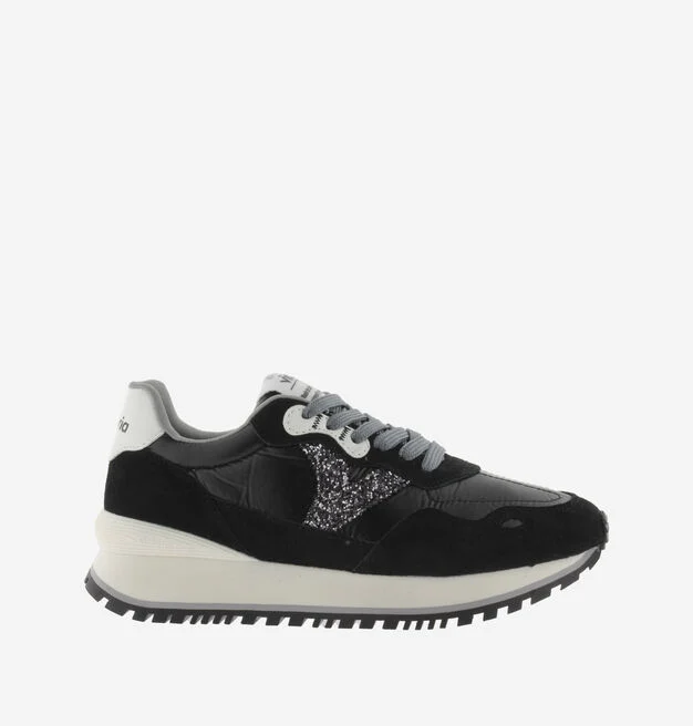 Zapatillas Victoria Negras Mujer – Urbanas con Estilo y Brillo