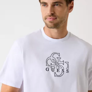 Camiseta Guess Hombre Blanca – Logo 4 G's Estampado Frontal