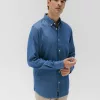 Camisa casual denim azul de algodón sostenible