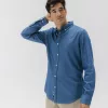 Camisa casual denim azul de algodón sostenible