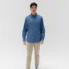 Camisa casual denim azul de algodón sostenible