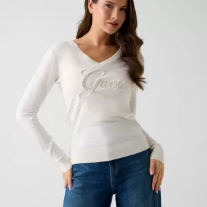 Jersey Blanco con Pedrería Logo – Elegante y Cómodo