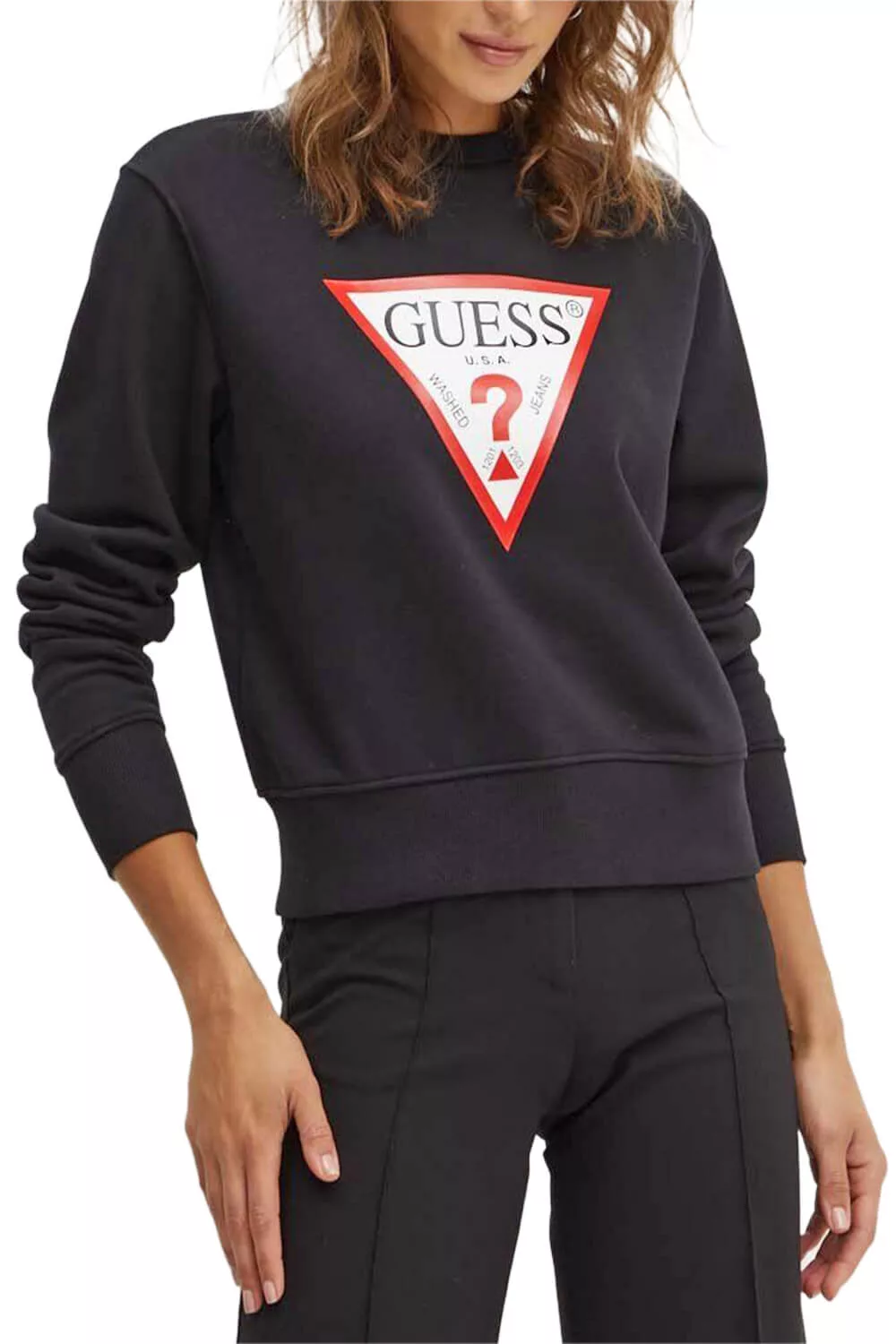 Camiseta Guess Mujer Negra con Logo – Manga Larga Camiseta Guess Mujer Negra con Logo – Manga Larga