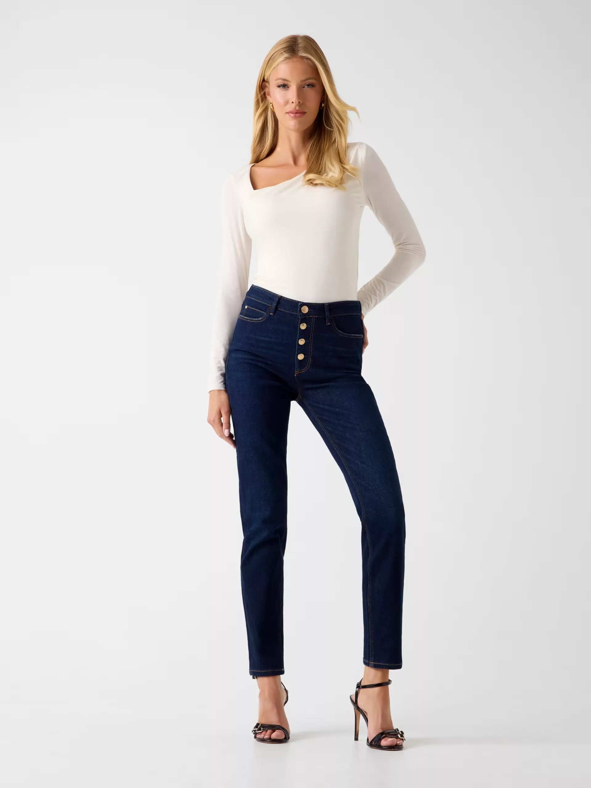 Jeans Guess Mujer 1981 Azul Claro con Botones Jeans Guess Mujer 1981 Azul Claro con Botones