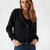 Sudadera Guess Mujer Negra con Capucha y Cremallera