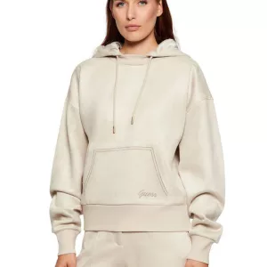 Sudadera Guess Mujer Beige Claro – Efecto Ante y Estilo Casual