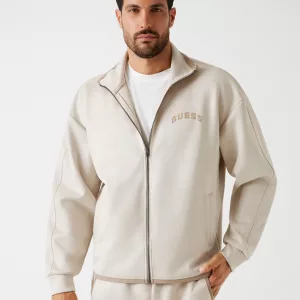 Chaqueta Guess Hombre Beige Claro – Cremallera y Logo