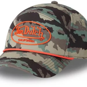 Gorra Von Dutch Camuflaje Verde Hombre – Logo Naranja