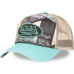 Gorra Trucker Von Dutch Menta y Beige – Estilo SoCal