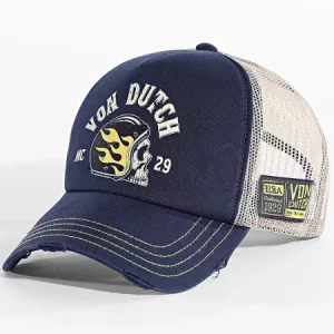 Gorra Von Dutch Trucker Azul Marino y Beige – Estilo MC