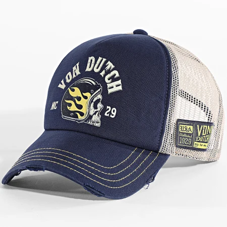 Gorra Von Dutch Trucker Azul Marino y Beige – Estilo MC Gorra Von Dutch Trucker Azul Marino y Beige – Estilo MC