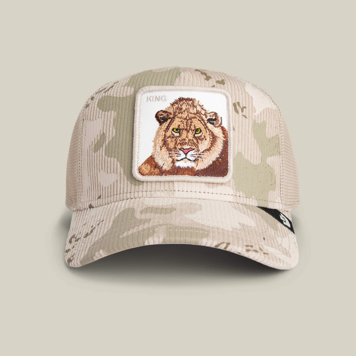 Gorra Goorin Bros King Camo Beige con León Gorra Goorin Bros King Camo Beige con León