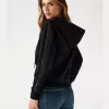 Sudadera Guess Mujer Negra con Capucha y Cremallera