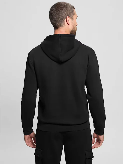 Sudadera Guess Hombre Negra con Capucha y Logo Frontal