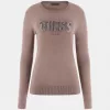 Jersey Guess Mujer Marrón con Letras Brillantes