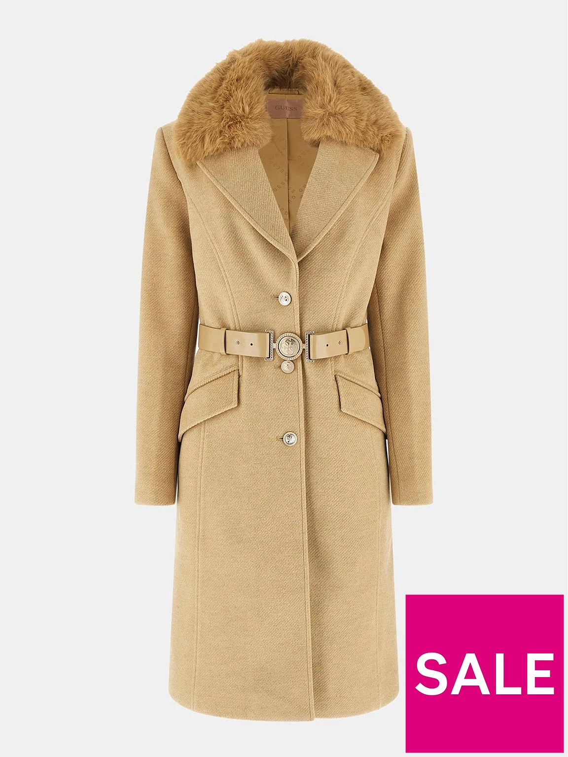 Gabardina Guess Patrice Beige con Cinturón – Elegante Invierno