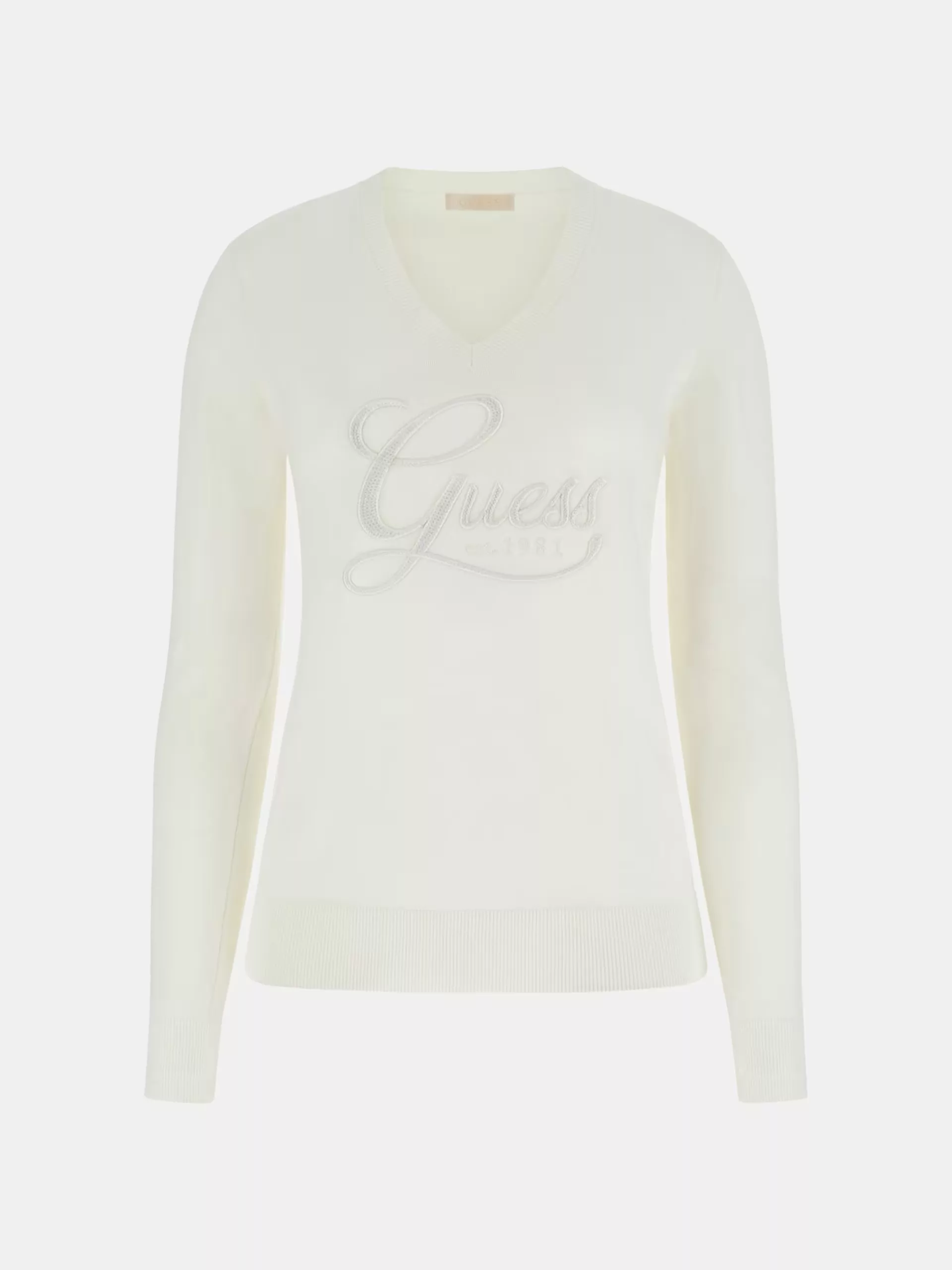 Jersey Blanco con Pedrería Logo – Elegante y Cómodo Jersey Blanco con Pedrería Logo – Elegante y Cómodo