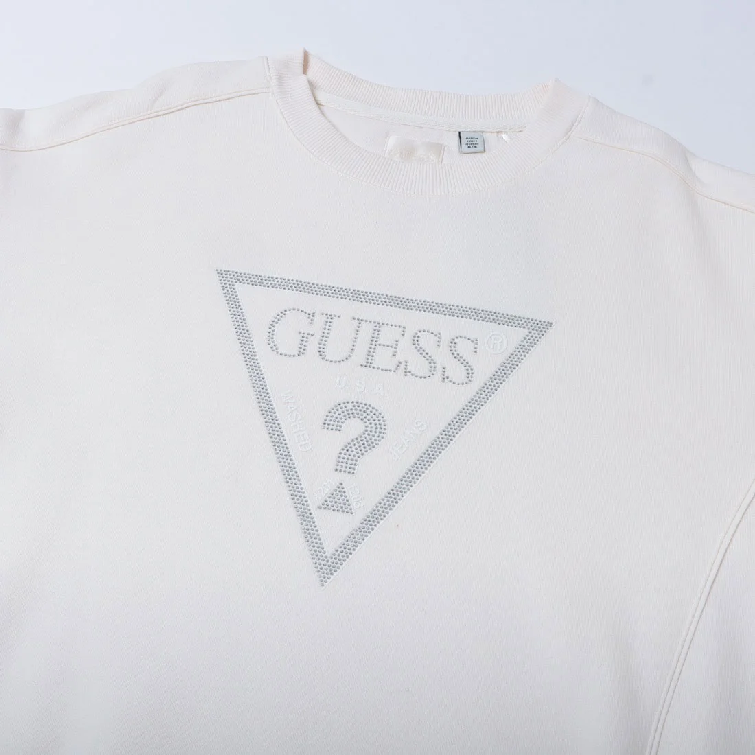 Camiseta Guess Mujer Blanca con Pedrería Elegante Camiseta Guess Mujer Blanca con Pedrería Elegante