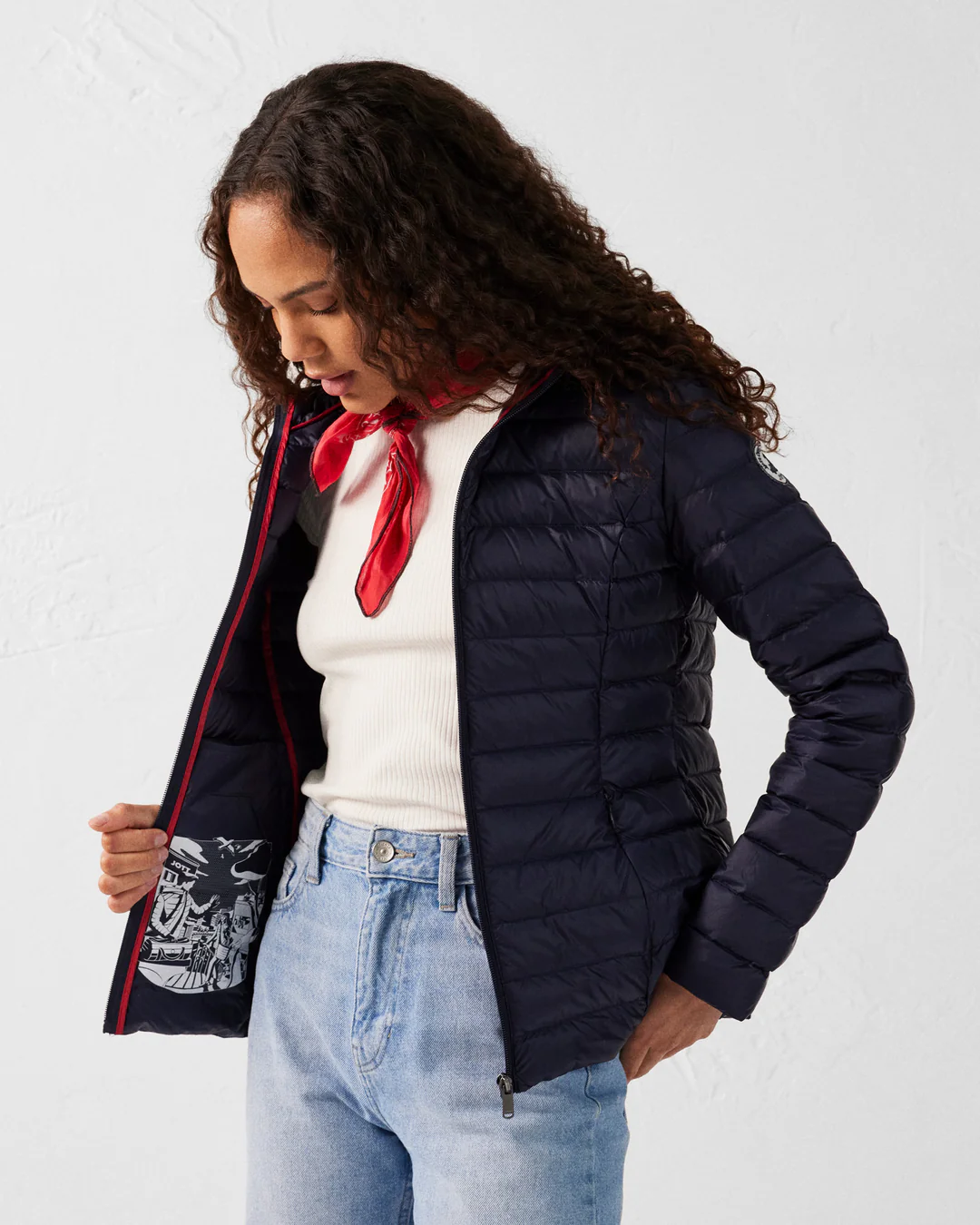 Chaqueta Jott Cloe Mujer Azul Marino con Capucha – Plumas Ultraligera y Compacta