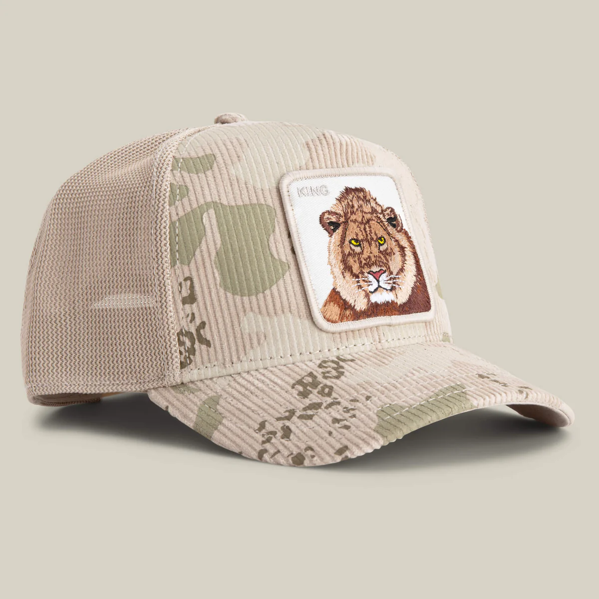 Gorra Goorin Bros King Camo Beige con León Gorra Goorin Bros King Camo Beige con León