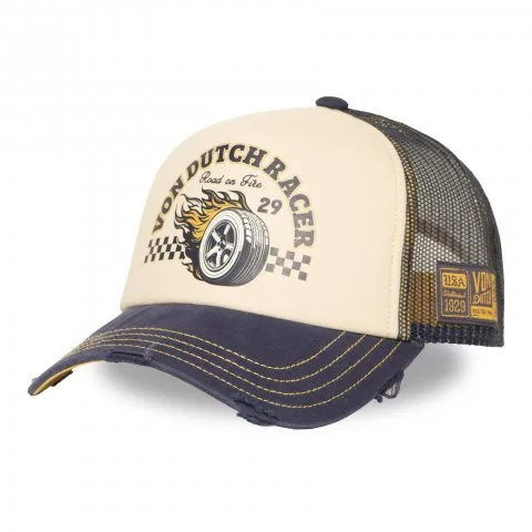 Gorra Von Dutch estilo racing retro beige y azul Gorra Von Dutch estilo racing retro beige y azul