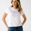 Camiseta GUESS Blanca Mujer Logo Brillante Slim Fit