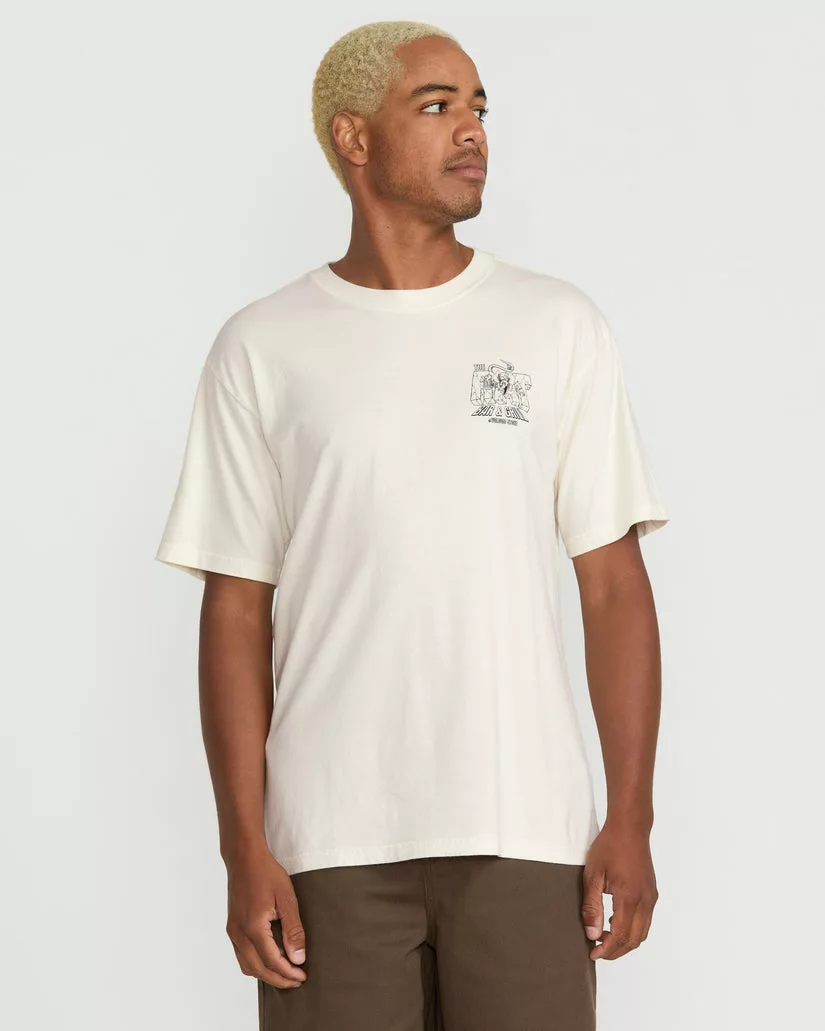 Camiseta blanca Volcom Rat Bar con estampado trasero