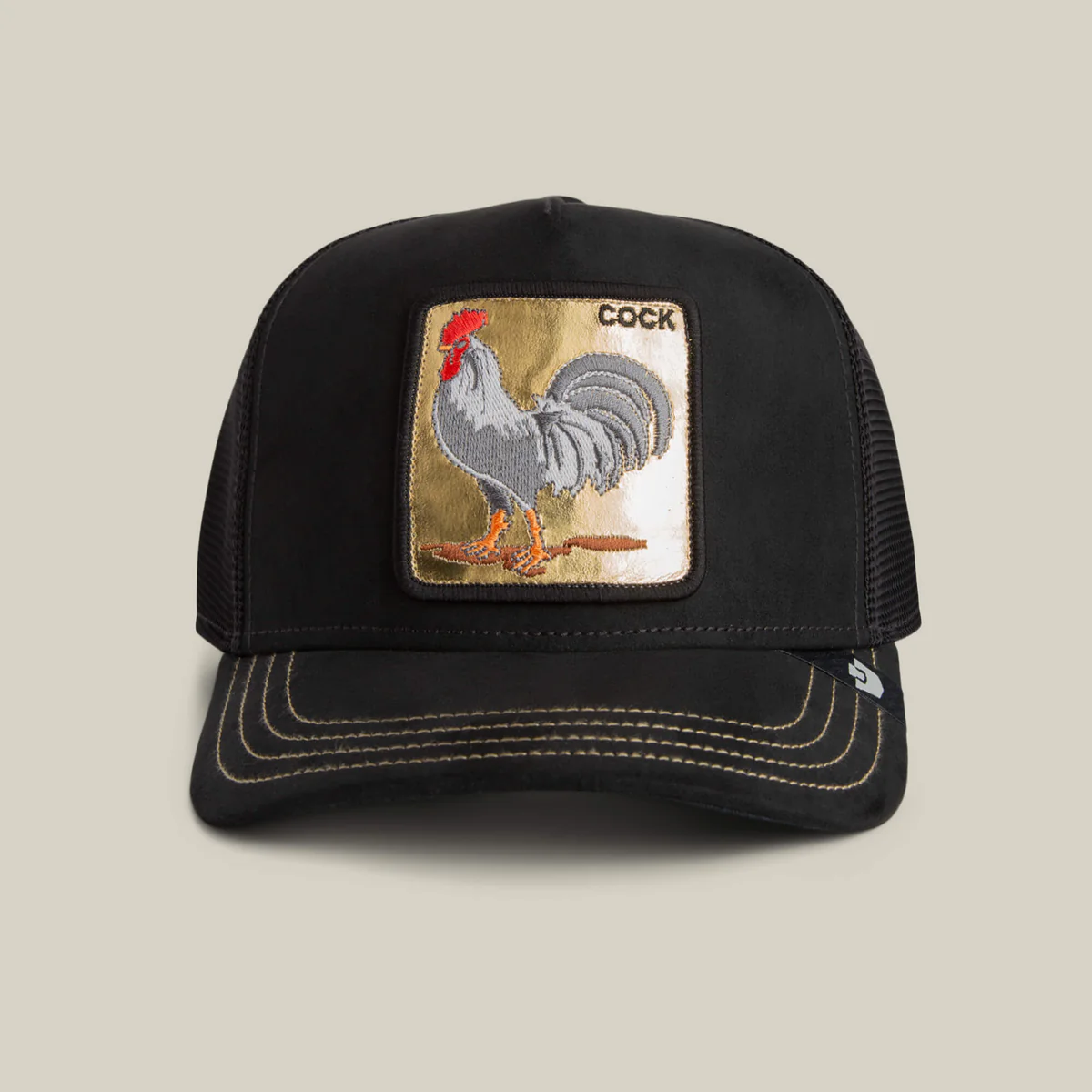 Gorra trucker negra con gallo dorado GOLDEN COCK Goorin Bros