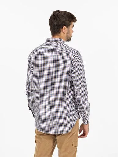 Camisa Vichy marrón y azul para hombre – estilo casual Camisa Vichy marrón y azul para hombre – estilo casual