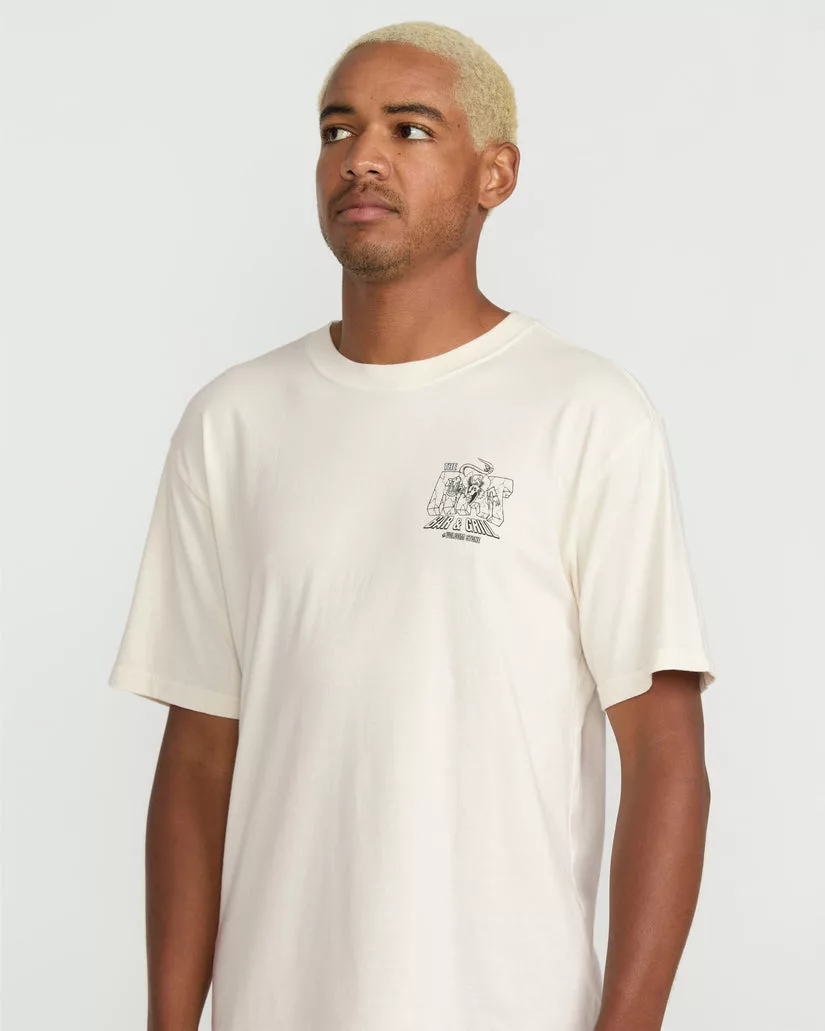 Camiseta blanca Volcom Rat Bar con estampado trasero