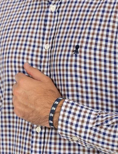 Camisa Vichy marrón y azul para hombre – estilo casual Camisa Vichy marrón y azul para hombre – estilo casual