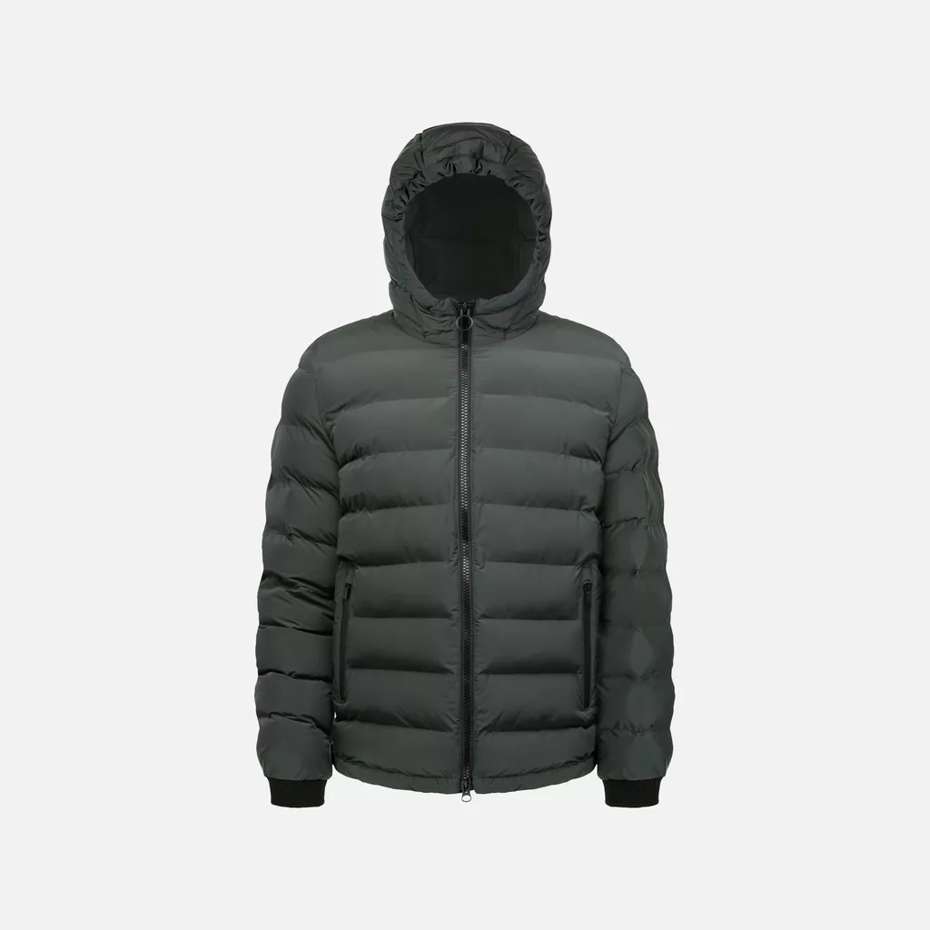 Plumífero negro hombre con capucha y cremallera