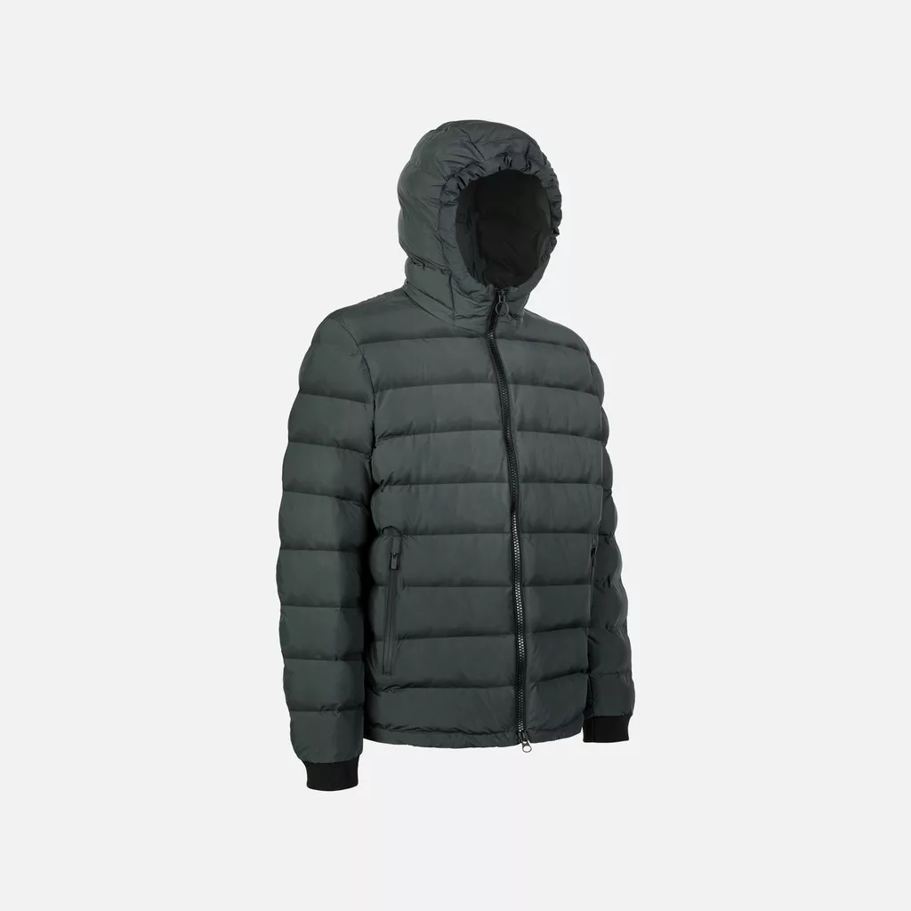 Plumífero negro hombre con capucha y cremallera