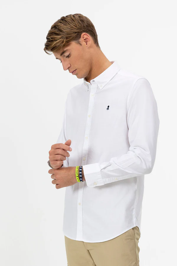 Camisa blanca Oxford para hombre El Pulpo Camisa blanca Oxford para hombre El Pulpo