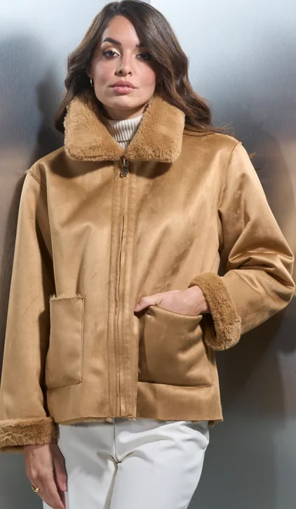 Abrigo Reversible VirginiaBlu Mujer Camel con Pelo Sintético