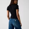 Camiseta negra GUESS con logo brillante frontal
