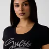 Camiseta negra GUESS con logo brillante frontal