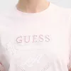 Camiseta rosa claro con strass y logo GUESS