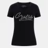 Camiseta negra GUESS con logo brillante frontal