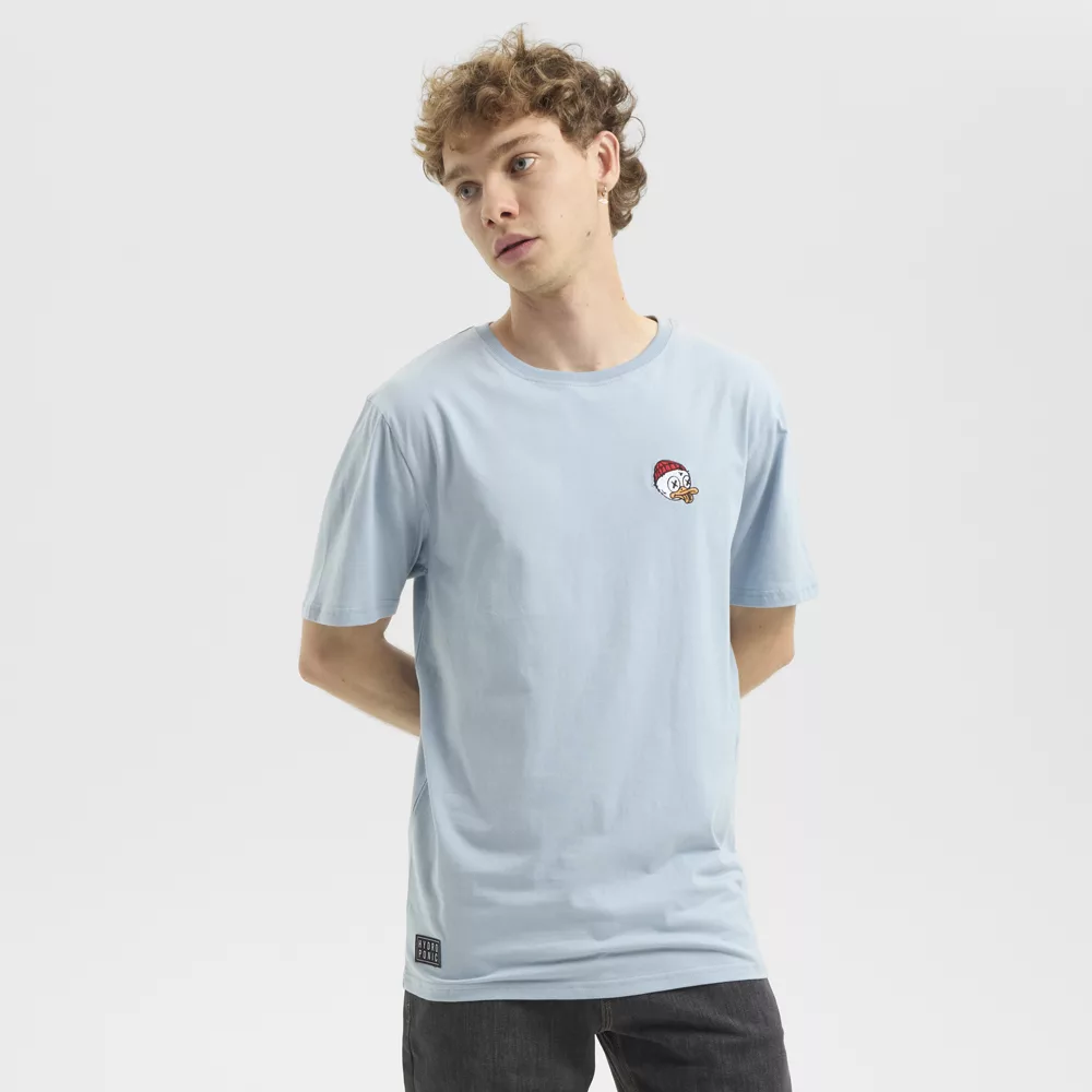 Camiseta azul con pato bordado – Hydroponic Duckling