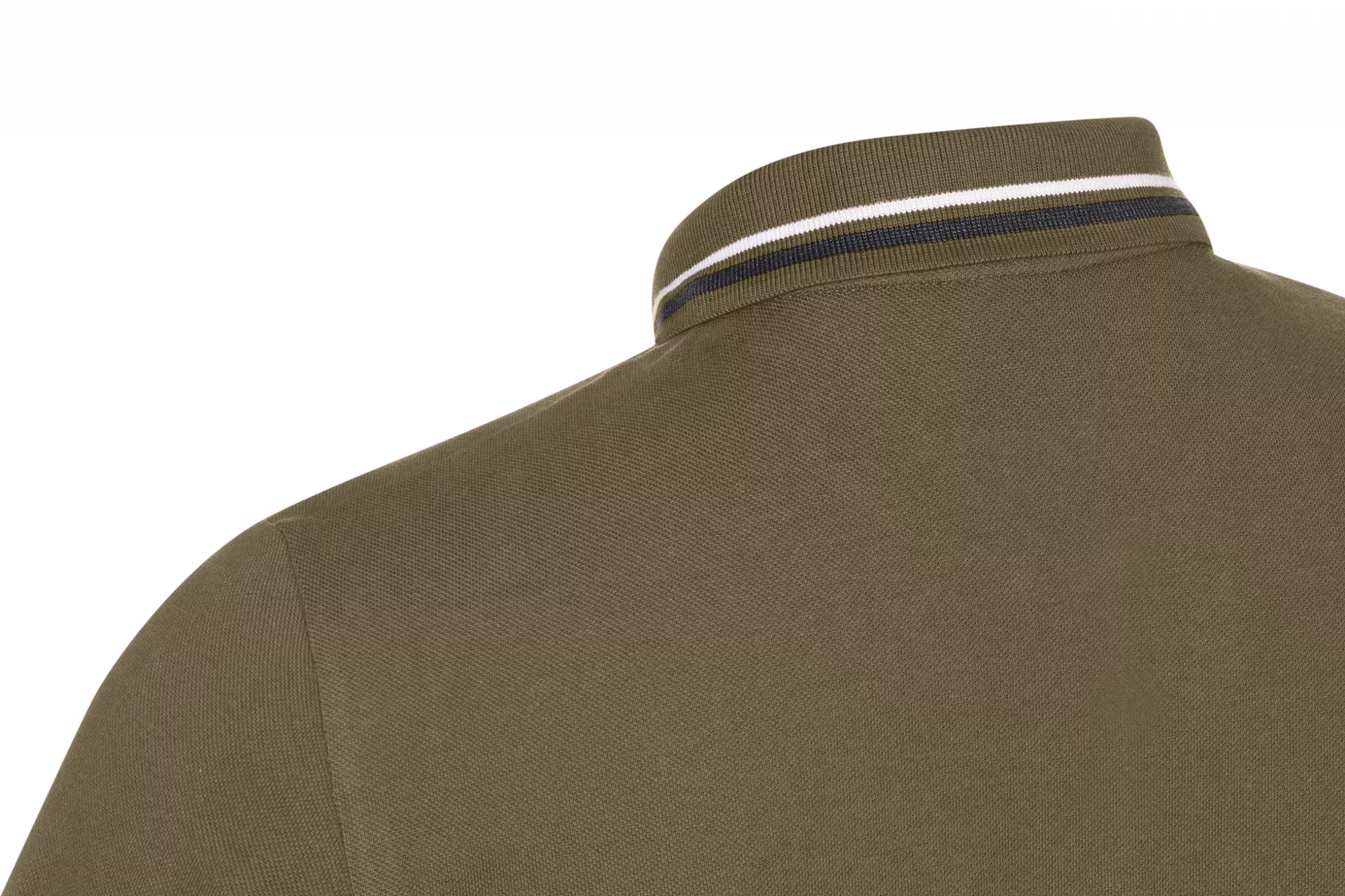 Polo Geox Verde Oliva Hombre Piqué Cuello Ribeteado