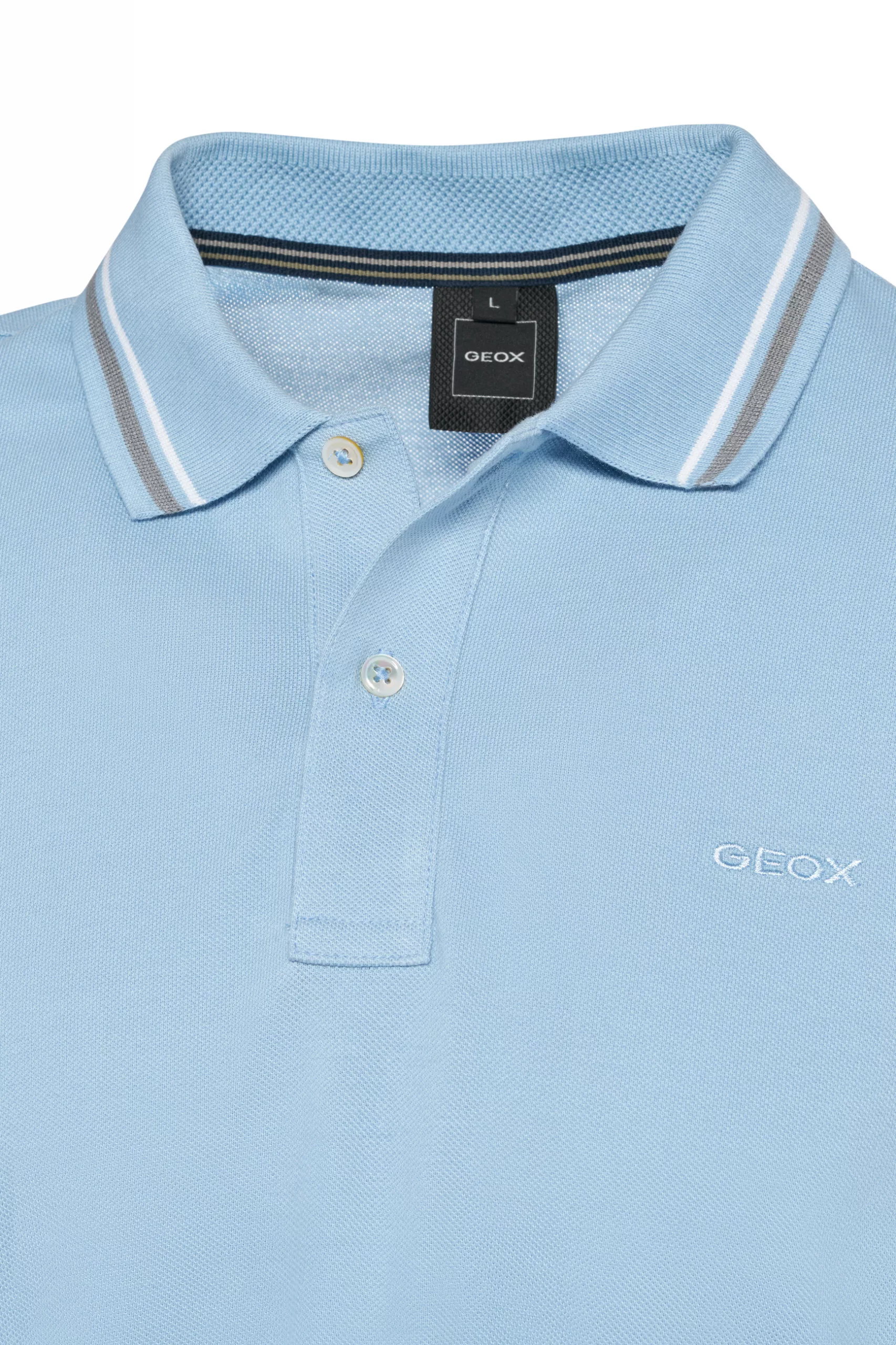 Polo Geox Azul Claro Hombre Algodón Piqué