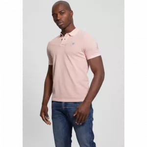 Polo Guess Rosa Claro Hombre Algodón Manga Corta