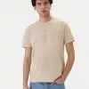 Camiseta Guess Beige Logo Frontal y Estampado Trasero