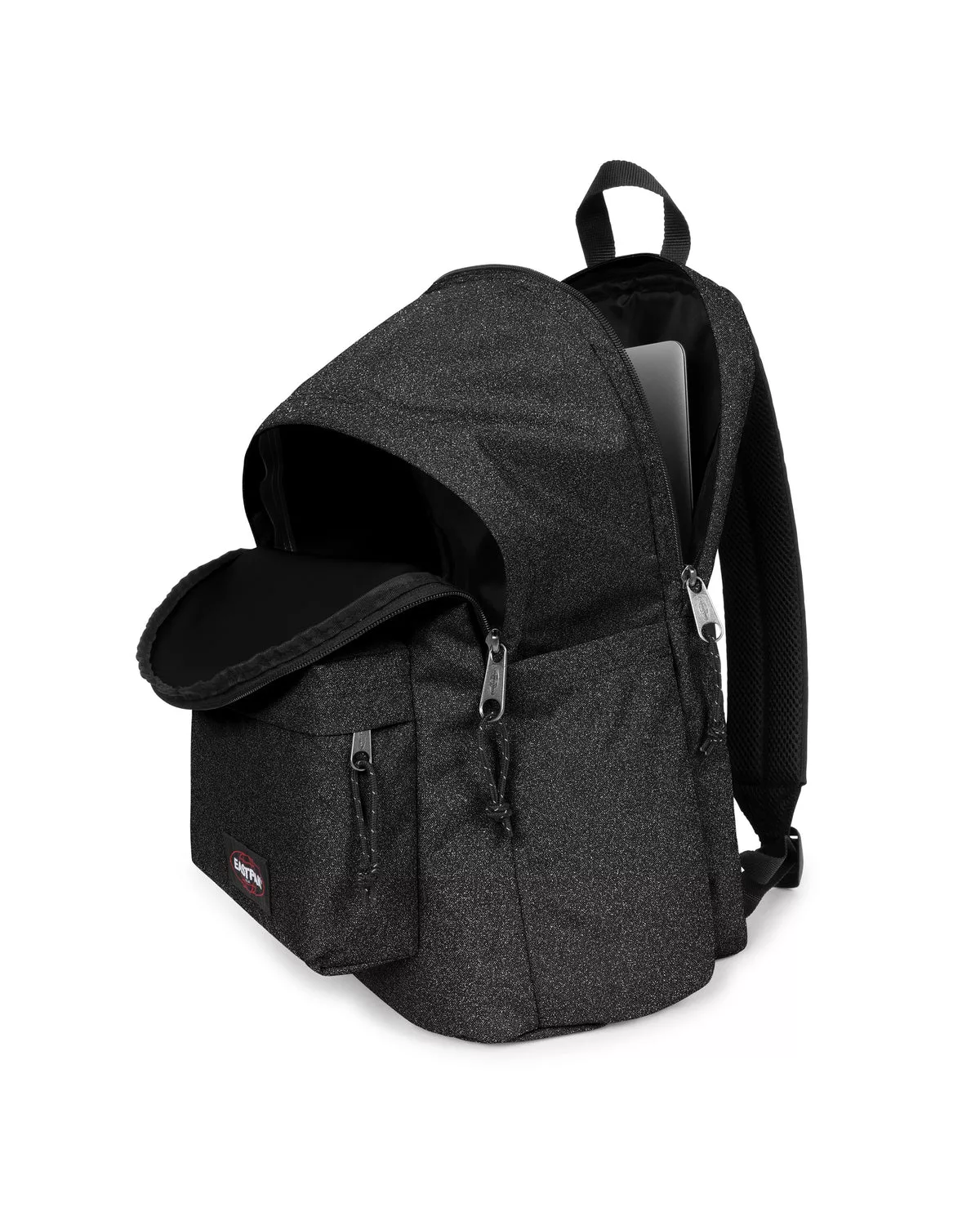 Mochila Eastpak Negra Purpurina 31L vista frontal